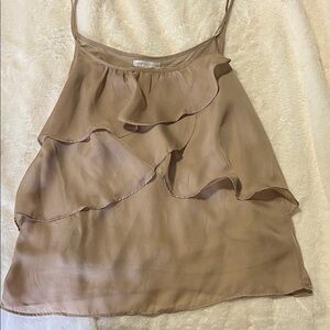New York & Company Taupe Ruffled Camisole